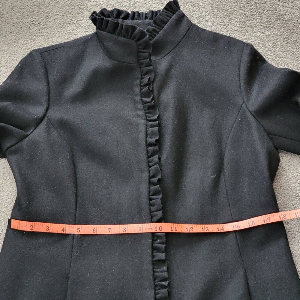 Women's Centigrade Stylish Black Wool Blend Ruffle Overcoat - XS - Picture 13 of 14